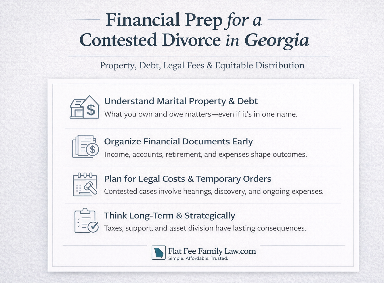 How to Prepare Financially for a Contested Divorce in Georgia