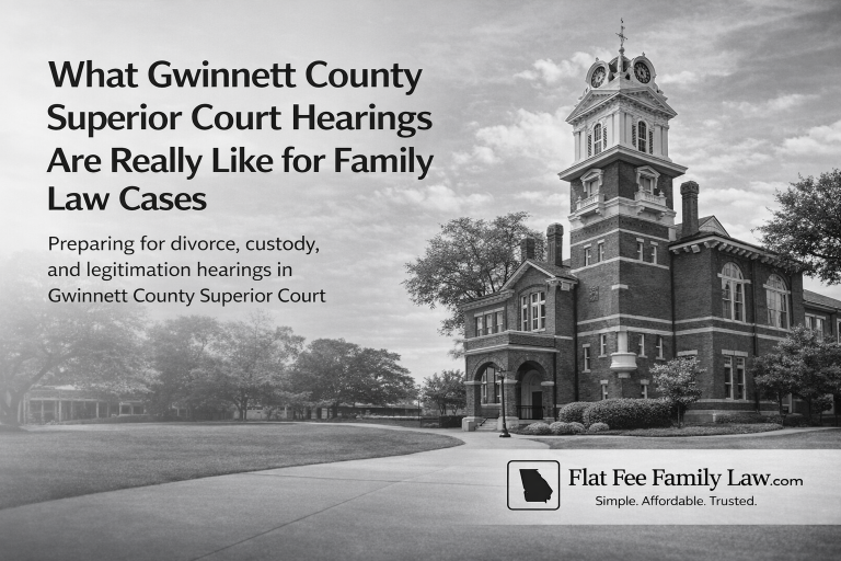 Gwinnett County Superior Court in Lawrenceville Georgia where family law hearings are held