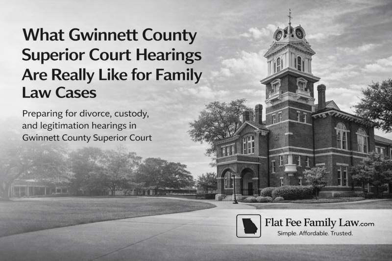 Gwinnett County Superior Court in Lawrenceville Georgia where family law hearings are held