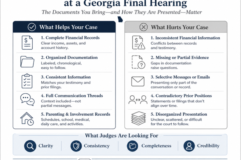 Documents That Can Win or Hurt Your Case at a Georgia Final Hearing