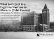 Informational banner about legitimation cases in Marietta (Cobb County) with courthouse image and Flat Fee Family Law logo at the bottom right.